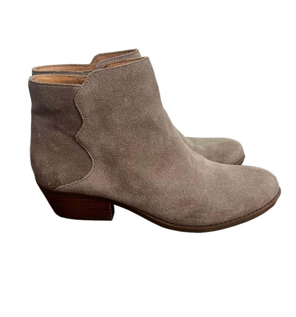 Crown Vintage CV Beatrix Womens 7.5M Tan Leather Suede Zip Ankle Booties